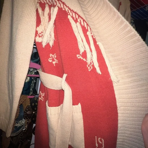 Idyllwind Cream and Red Cardigan Sweater - Picture 3 of 7